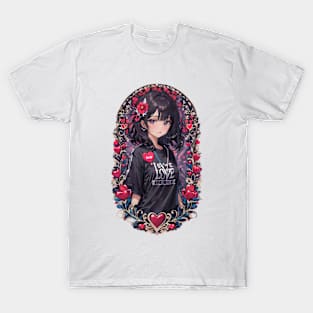 Anime flower girl on valentine's day T-Shirt